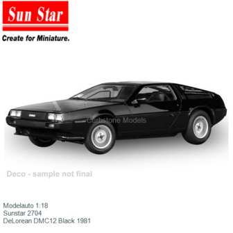 Modelauto 1:18 | Sunstar 2704 | DeLorean DMC12 Black 1981