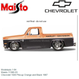 Modelauto 1:64 | Maisto 11380-03 | Chevrolet 1500 Pikcup Orange and Black 1987