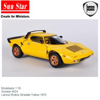 Modelauto 1:18 | Sunstar 4524 | Lancia Stratos Stradale Yellow 1975