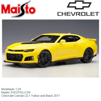 Modelauto 1:24 | Maisto 31512YELLOW | Chevrolet Camaro ZL1 Yellow and Black 2017