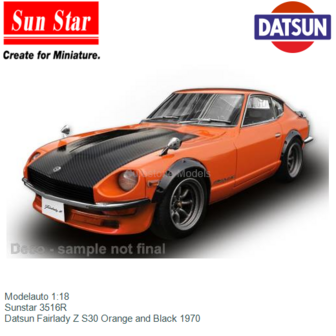 Modelauto 1:18 | Sunstar 3516R | Datsun Fairlady Z S30 Orange and Black 1970