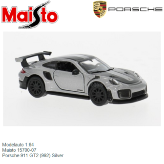 Modelauto 1:64 | Maisto 15700-07 | Porsche 911 GT2 (992) Silver