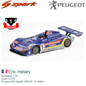 Modelauto 1:43 | Spark S1275 | Peugeot 905 Spyder 1992 #5 - E.Helary