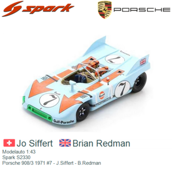 Modelauto 1:43 | Spark S2330 | Porsche 908/3 1971 #7 - J.Siffert - B.Redman