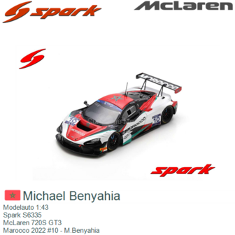 Modelauto 1:43 | Spark S6335 | McLaren 720S GT3 | Marocco 2022 #10 - M.Benyahia