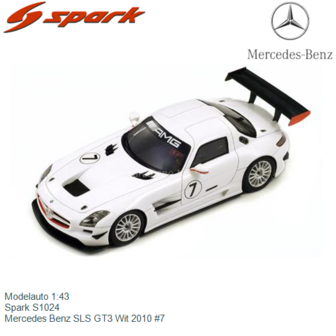 Modelauto 1:43 | Spark S1024 | Mercedes Benz SLS GT3 Wit 2010 #7