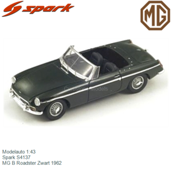 Modelauto 1:43 | Spark S4137 | MG B Roadster Zwart 1962