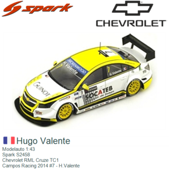 Modelauto 1:43 | Spark S2458 | Chevrolet RML Cruze TC1 | Campos Racing 2014 #7 - H.Valente