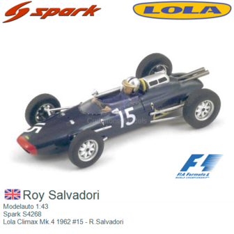 Modelauto 1:43 | Spark S4268 | Lola Climax Mk.4 1962 #15 - R.Salvadori