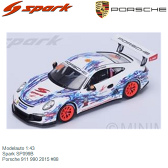 Modelauto 1:43 | Spark SP099B | Porsche 911 990 2015 #88