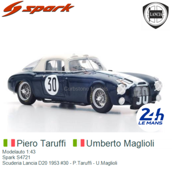 Modelauto 1:43 | Spark S4721 | Scuderia Lancia D20 1953 #30 - P.Taruffi - U.Maglioli