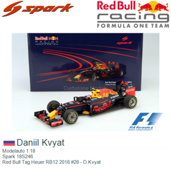 Modelauto 1:18 | Spark 18S246 | Red Bull Tag Heuer RB12 2016 #26 - D.Kvyat