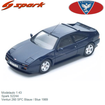 Modelauto 1:43 | Spark S2244 | Venturi 260 SPC Blauw / Blue 1989