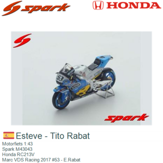 Motorfiets 1:43 | Spark M43043 | Honda RC213V | Marc VDS Racing 2017 #53 - E.Rabat