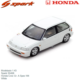 Modelauto 1:43 | Spark S5458 | Honda Civic Gr. A Spec Wit | White | Weiss 1988