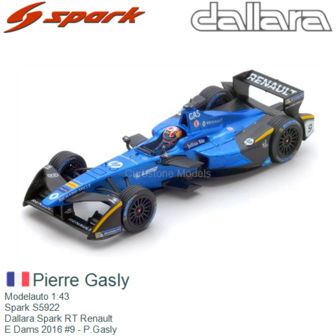 Modelauto 1:43 | Spark S5922 | Dallara Spark RT Renault | E Dams 2016 #9 - P.Gasly