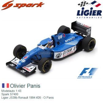 Modelauto 1:43 | Spark S7400 | Ligier JS39b Renault 1994 #26 - O.Panis