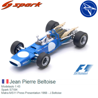 Modelauto 1:43 | Spark S7184 | Matra MS11 Press Presentation 1968 - J.Beltoise