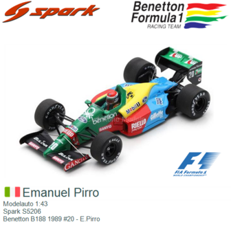 Modelauto 1:43 | Spark S5206 | Benetton B188 1989 #20 - E.Pirro