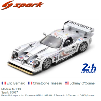 Modelauto 1:43 | Spark S5027 | Panoz Motorsports Inc. Esperante GTR-1 1998 #44 - E.Bernard - C.Tinseau - J.O&amp;#39;Connel