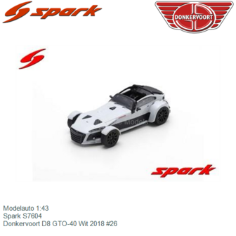 Modelauto 1:43 | Spark S7604 | Donkervoort D8 GTO-40 Wit 2018 #26