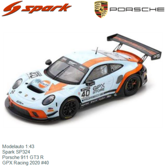 Modelauto 1:43 | Spark SP324 | Porsche 911 GT3 R | GPX Racing 2020 #40