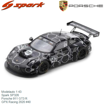 Modelauto 1:43 | Spark SP326 | Porsche 911 GT3 R | GPX Racing 2020 #40