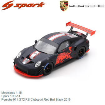 Modelauto 1:18 | Spark 18S514 | Porsche 911 GT2 RS Clubsport Red Bull Black 2019