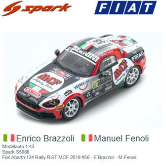 Modelauto 1:43 | Spark S5988 | Fiat Abarth 134 Rally RGT MCF 2019 #56 - E.Brazzoli - M.Fenoli