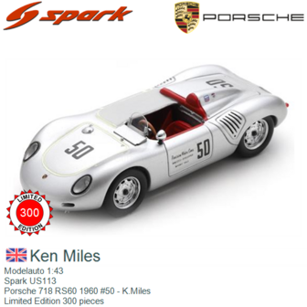 Modelauto 1:43 | Spark US113 | Porsche 718 RS60 1960 #50 - K.Miles