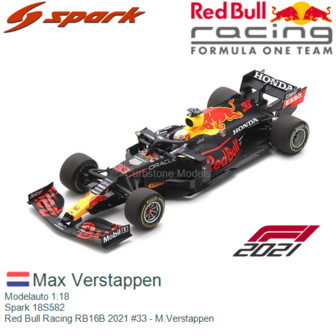 Modelauto 1:18 | Spark 18S582 | Red Bull Racing RB16B 2021 #33 - M.Verstappen