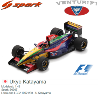 Modelauto 1:43 | Spark S6967 | Larrousse LC92 1992 #30 - U.Katayama