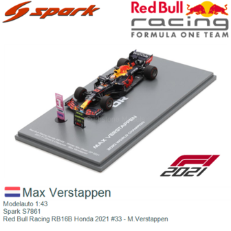 Modelauto 1:43 | Spark S7861 | Red Bull Racing RB16B Honda 2021 #33 - M.Verstappen