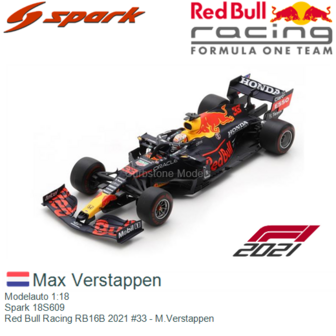 Modelauto 1:18 | Spark 18S609 | Red Bull Racing RB16B 2021 #33 - M.Verstappen