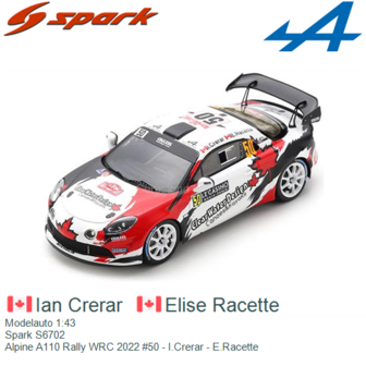 Modelauto 1:43 | Spark S6702 | Alpine A110 Rally WRC 2022 #50 - I.Crerar - E.Racette