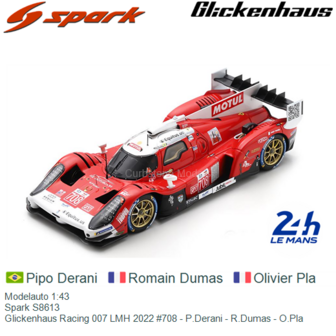 Modelauto 1:43 | Spark S8613 | Glickenhaus Racing 007 LMH 2022 #708 - P.Derani - R.Dumas - O.Pla