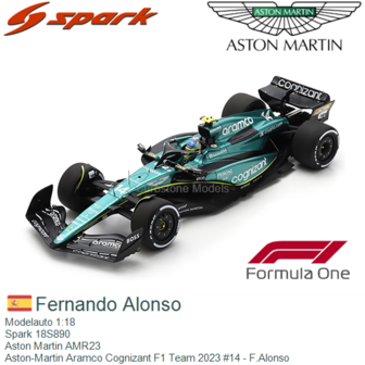 Modelauto 1:18 | Spark 18S890 | Aston Martin AMR23 | Aston-Martin Aramco Cognizant F1 Team 2023 #14 - F.Alonso