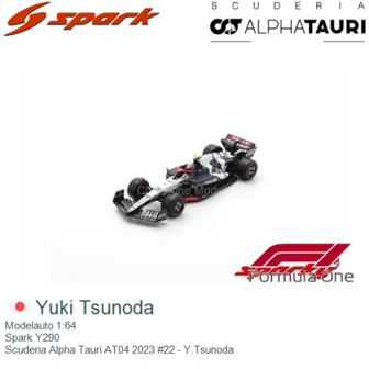 Modelauto 1:64 | Spark Y290 | Scuderia Alpha Tauri AT04 2023 #22 - Y.Tsunoda