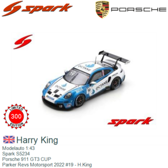 Modelauto 1:43 | Spark S5234 | Porsche 911 GT3 CUP | Parker Revs Motorsport 2022 #19 - H.King