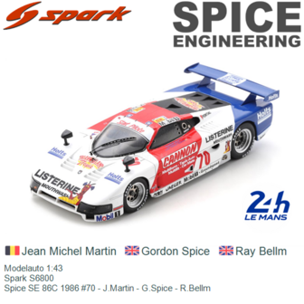 Modelauto 1:43 | Spark S6800 | Spice SE 86C 1986 #70 - J.Martin - G.Spice - R.Bellm