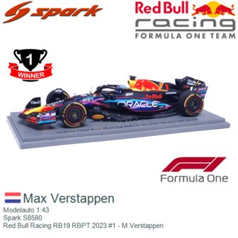 Modelauto 1:43 | Spark S8580 | Red Bull Racing RB19 RBPT 2023 #1 - M.Verstappen