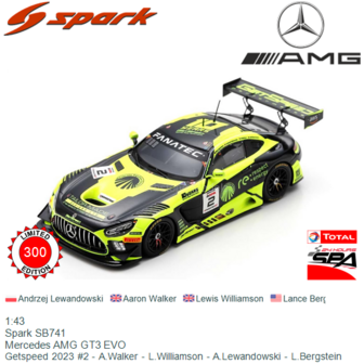 1:43 | Spark SB741 | Mercedes AMG GT3 EVO | Getspeed 2023 #2 - A.Walker - L.Williamson - A.Lewandowski - L.Bergstein