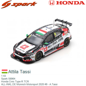 1:43 | Spark S8964 | Honda Civic Type-R TCR | ALL-INKL.DE M&uuml;nnich Motorsport 2020 #9 - A.Tassi 