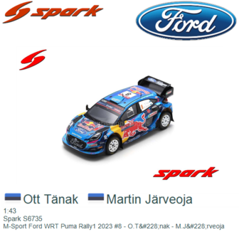 1:43 | Spark S6735 | M-Sport Ford WRT Puma Rally1 2023 #8 - O.T&amp;#228;nak - M.J&amp;#228;rveoja