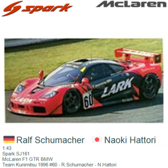 1:43 | Spark SJ161 | McLaren F1 GTR BMW | Team Kunimitsu 1996 #60 - R.Schumacher - N.Hattori