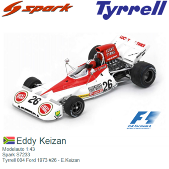 Modelauto 1:43 | Spark S7233 | Tyrrell 004 Ford 1973 #26 - E.Keizan