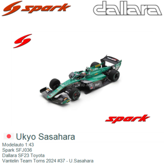 Modelauto 1:43 | Spark SFJ036 | Dallara SF23 Toyota | Vantelin Team Toms 2024 #37 - U.Sasahara