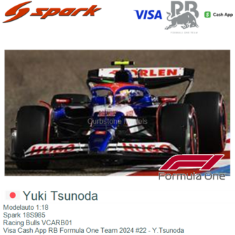 Modelauto 1:18 | Spark 18S985 | Racing Bulls VCARB01 | Visa Cash App RB Formula One Team 2024 #22 - Y.Tsunoda