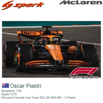 Modelauto 1:64 | Spark Y375 | McLaren Formula One Team MCL38 2024 #81 - O.Piastri