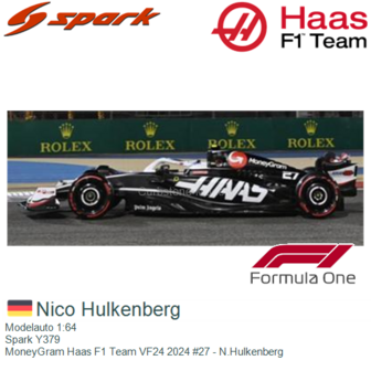 Modelauto 1:64 | Spark Y379 | MoneyGram Haas F1 Team VF24 2024 #27 - N.Hulkenberg